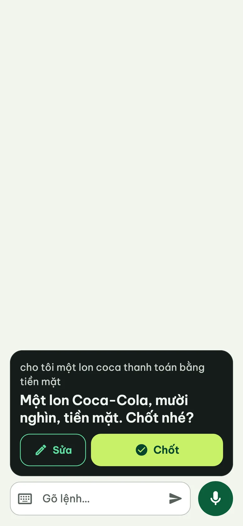 Thanh giọng nói của Kivo xác nhận đơn một lon Coca-Cola